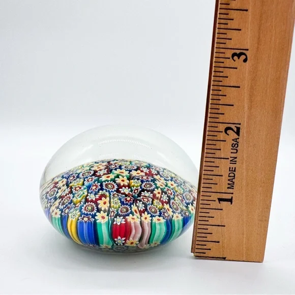 Murano Millefiori Paperweight  Vintage Art Glass Italy Sticker Paper Weight - Picture 13 of 14